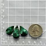 Small Deep Green Teardrop Crescent Lake Variscite, Set of 3 Dimensions