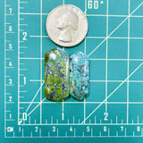 Large Mixed Hexagon Mixed Turquoise, Set of 2 Dimensions