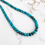 Stabilized Spider Web Egyptian Turquoise Abacus Bead Necklace 16 Inches