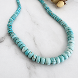 Natural Lone Mountain Turquoise Rondelle Bead Necklace 17 Inches