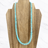 Natural Lone Mountain Turquoise Rondelle Bead Necklace 19 Inches