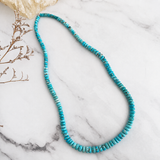 Natural Lone Mountain Turquoise Rondelle Bead Necklace 20 Inches