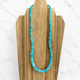 Natural Lone Mountain Turquoise Rondelle Bead Necklace 20 Inches