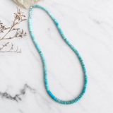 Natural Lone Mountain Turquoise Rondelle Bead Necklace 20 Inches