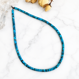 Stabilized Spider Web Egyptian Turquoise Heishi Beads Necklace 16 Inches