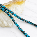 Stabilized Spider Web Egyptian Turquoise Abacus Bead Necklace 16 Inches