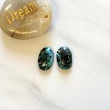 Large Sky Blue Oval Blue Moon Turquoise, Set of 2 Background