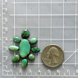 Small Deep Green Freeform Tyrone Turquoise, Set of 9 Dimensions