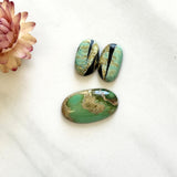 Large Sea Green Oval Crescent Lake Variscite, Set of 3 Background