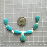 Medium Sky Blue Teardrop Sleeping Beauty Turquoise, Set of 7 Dimensions
