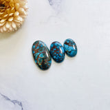Medium Ocean Blue Oval Prince Egyptian Turquoise, Set of 3 Background