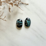 Small Sky Blue Oval Blue Moon Turquoise, Set of 2 Background