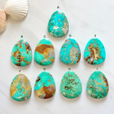 Bamboo Green Fox Turquoise Top Drilled Cab Bead