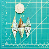 Large Mixed Triangle Mixed Turquoise, Set of 6 Dimensions