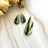 Large Mint Green Teardrop Crescent Lake Variscite, Set of 3 Background