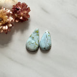 Large Faint Blue Teardrop Sand Hill Turquoise, Set of 2 Background