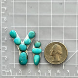 Small Sky Blue Mixed Kingman Turquoise, Set of 9 Dimensions