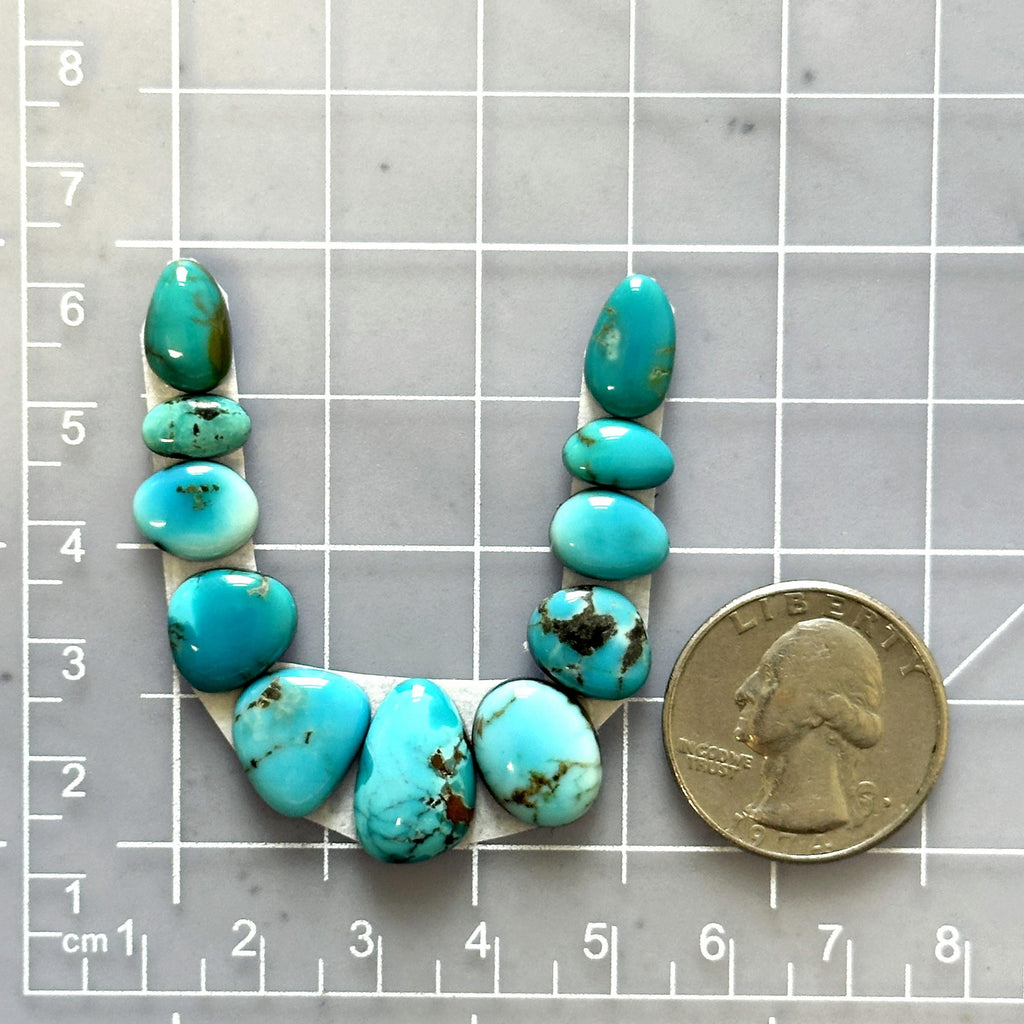 Small Sky Blue Mixed Lone Mountain Turquoise, Set of 11