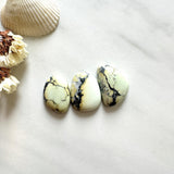 Small Light Yellow Freeform Crescent Lake Variscite, Set of 3 Background