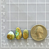 Small Faint Blue Mixed Royston Turquoise, Set of 3 Dimensions