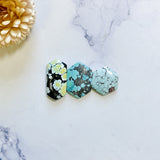 Medium Mixed Hexagon Mixed Turquoise, Set of 3 Background