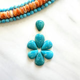 Small Sky Blue Teardrop Royston Turquoise, Set of 7 Background
