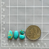 Small Sky Blue Mixed Royston Turquoise, Set of 4 Dimensions