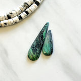 Large Deep Green Teardrop Crescent Lake Variscite, Set of 2 Background