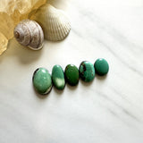 Small Deep Green Oval Crescent Lake Variscite, Set of 5 Background