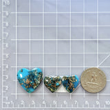 Large Sky Blue Heart Ithaca Peak Turquoise, Set of 3 Dimensions