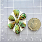 Small Sea Green Mixed Crescent Lake Variscite, Set of 7 Dimensions
