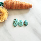 Small Faint Green Oval Namtso Lake Turquoise, Set of 3 Background