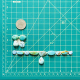 Small Mixed Mixed Mixed Turquoise, Set of 14 Dimensions