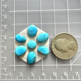 Small Sky Blue Mixed Kingman Turquoise, Set of 7 Dimensions