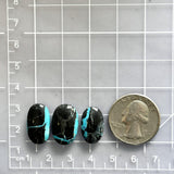 Medium Sky Blue Oval Blue Moon Turquoise, Set of 3 Dimensions