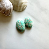 Small Mint Green Oval Namtso Lake Turquoise, Set of 2 Background
