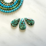 Medium Sea Green Teardrop Namtso Lake Turquoise, Set of 3 Background