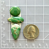 Medium Deep Green Mixed Crescent Lake Variscite, Set of 3 Dimensions