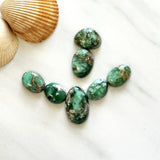 Small Mint Green Oval Broken Arrow Variscite, Set of 7 Background