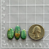 Small Deep Green Mixed Tyrone Turquoise, Set of 3 Dimensions