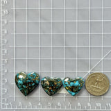Large Sky Blue Heart Ithaca Peak Turquoise, Set of 3 Dimensions
