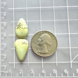 Medium Light Yellow Teardrop Crescent Lake Variscite, Set of 2 Dimensions