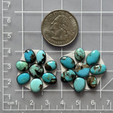 Small Sky Blue Oval Blue Moon Turquoise, Set of 16 Dimensions