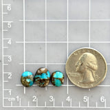 Small Sky Blue Mixed Paiute Turquoise, Set of 3 Dimensions