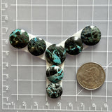 Small Sky Blue Round Blue Moon Turquoise, Set of 7 Dimensions