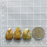 Large Deep Green Freeform Royston Turquoise, Set of 3 Dimensions