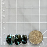 Small Ocean Blue Oval Yungai Turquoise, Set of 3 Dimensions