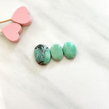 Medium Sea Green Oval Crescent Lake Variscite, Set of 3 Background