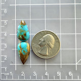 Small Sky Blue Teardrop Royston Turquoise, Set of 2 Dimensions
