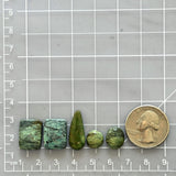 Small Bamboo Green Mixed Crescent Lake Variscite, Set of 5 Dimensions